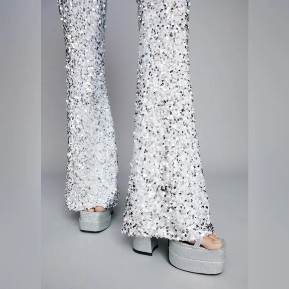 Disco Sequin Flare Trousers - Picture 3 of 5